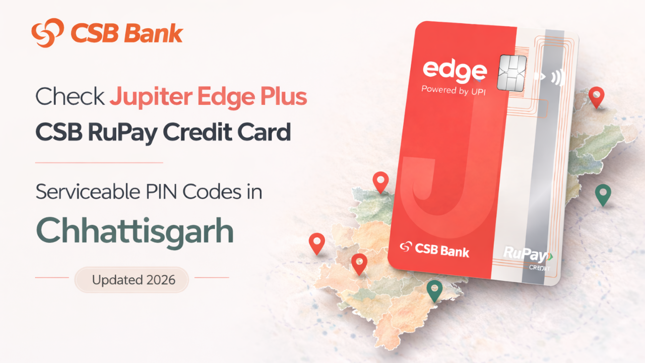Check Jupiter Edge Plus CSB RuPay Credit Card Serviceable PIN Codes in Chhattisgarh (Updated 2026)