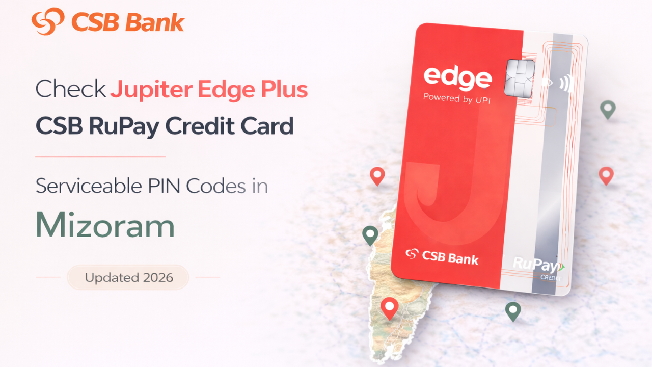 Check Jupiter Edge Plus CSB RuPay Credit Card Serviceable PIN Codes in Mizoram (Updated 2026)