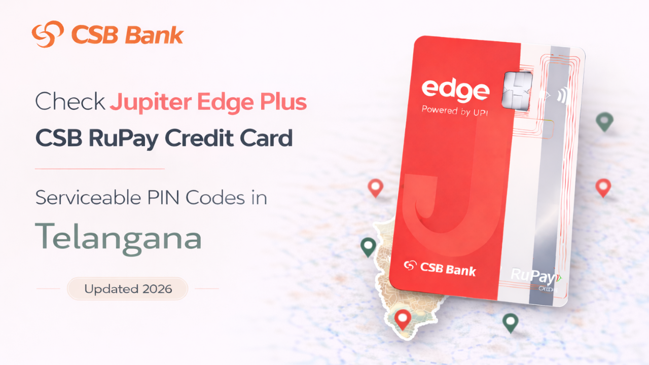Check Jupiter Edge Plus CSB RuPay Credit Card Serviceable PIN Codes in Telangana (Updated 2026)