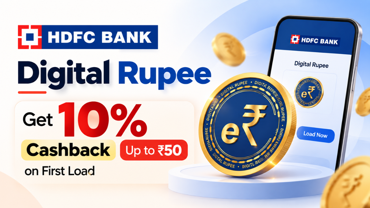 HDFC Bank Digital Rupee Offer: Get 10% Cashback Up to ₹50 on First Load