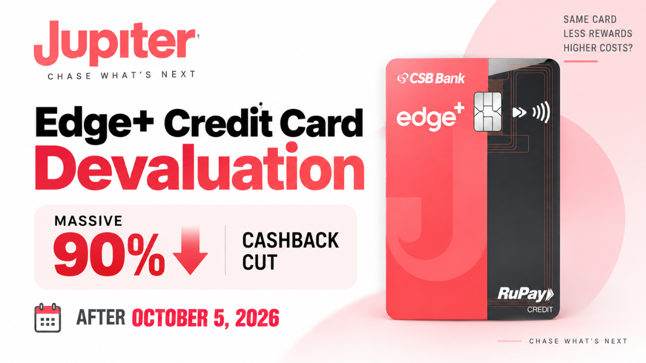 Jupiter Edge+ Credit Card Devaluation: Massive 90% Cashback Cut After October 5, 2026